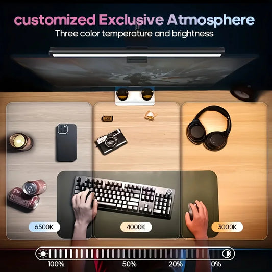 RGB Stepless Dimming LED Monitor Light Bar Eye Protection for Computers Laptops Work Study Game Screen Hanging