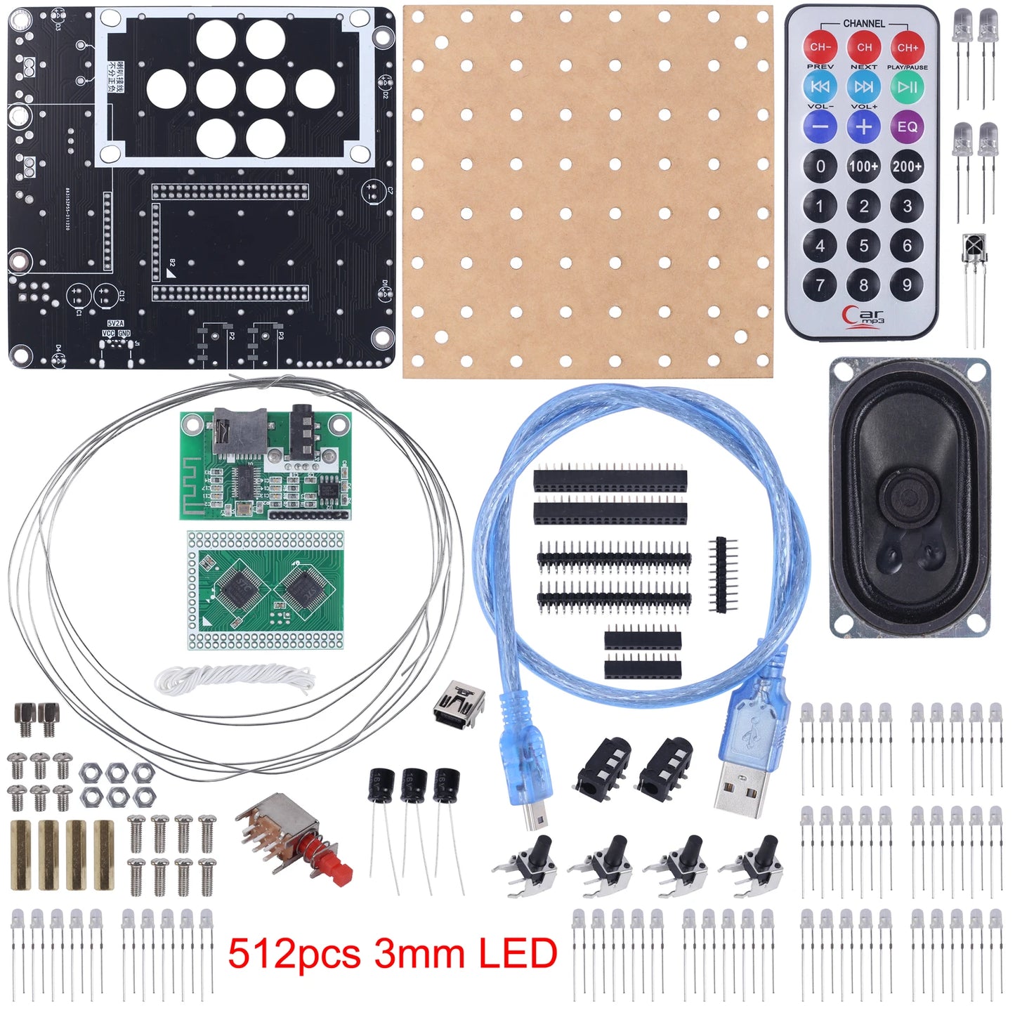 DIY Electronic Kit RGB Music LED Light 3D Cube Colorful 8x8x8 3D8 with Remote Control for Soldering Project Practice STEM Train