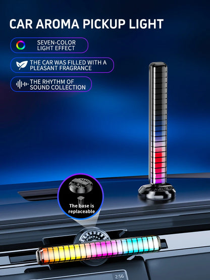 RGB Music Rhythm Light Voice Controlled Atmosphere Light Car Air Outlet Aromatherapy Atmosphere Lamp LED Rhythm Pickup Lamp