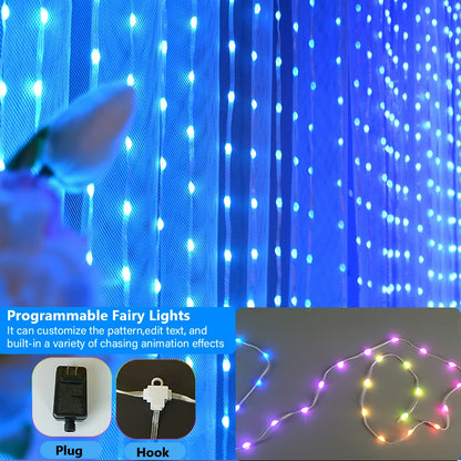 Smart LED RGB ColorRGB, Smart Curtain String Light Bluetooth APP Control Christmas Fairy Light DIY Picture Display Garland Decor