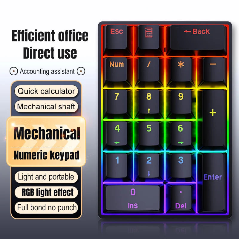 YF20 Mini Keyboard Mechanical Numeric Keyboard Wired Laptop External Keypad Mini Office Portable Keypad Chilrdren Gift Man Gifts