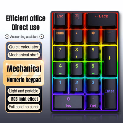 YF20 Mini Keyboard Mechanical Numeric Keyboard Wired Laptop External Keypad Mini Office Portable Keypad Chilrdren Gift Man Gifts