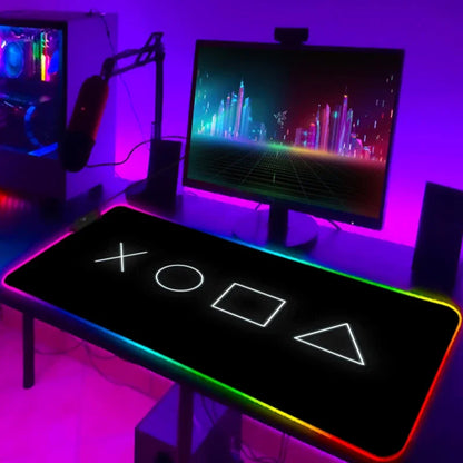 LED Gaming Mouse Pad With Backlight Deskmat PSFour Mousepad RGB Gamer Desk Decorations Computer Mouse Pad Pc Gamer Full Mat