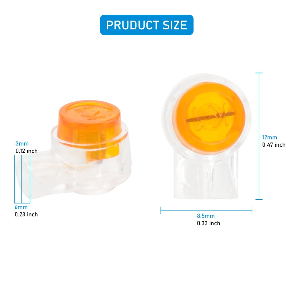 50/100/200PCS Waterproof Gel-Filled Orange Clear Button Telephone Wire Connectors UY Butt Splice Connector K1 Network Cable Term