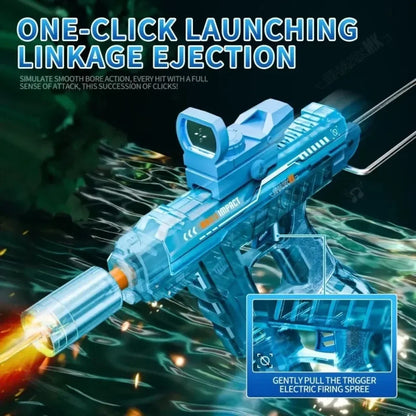 UZI Electric Water Gun with LED Light Recoil Long Range Continuous Shooting Water Blaster Summer Beach Outdoor Toy for Kids