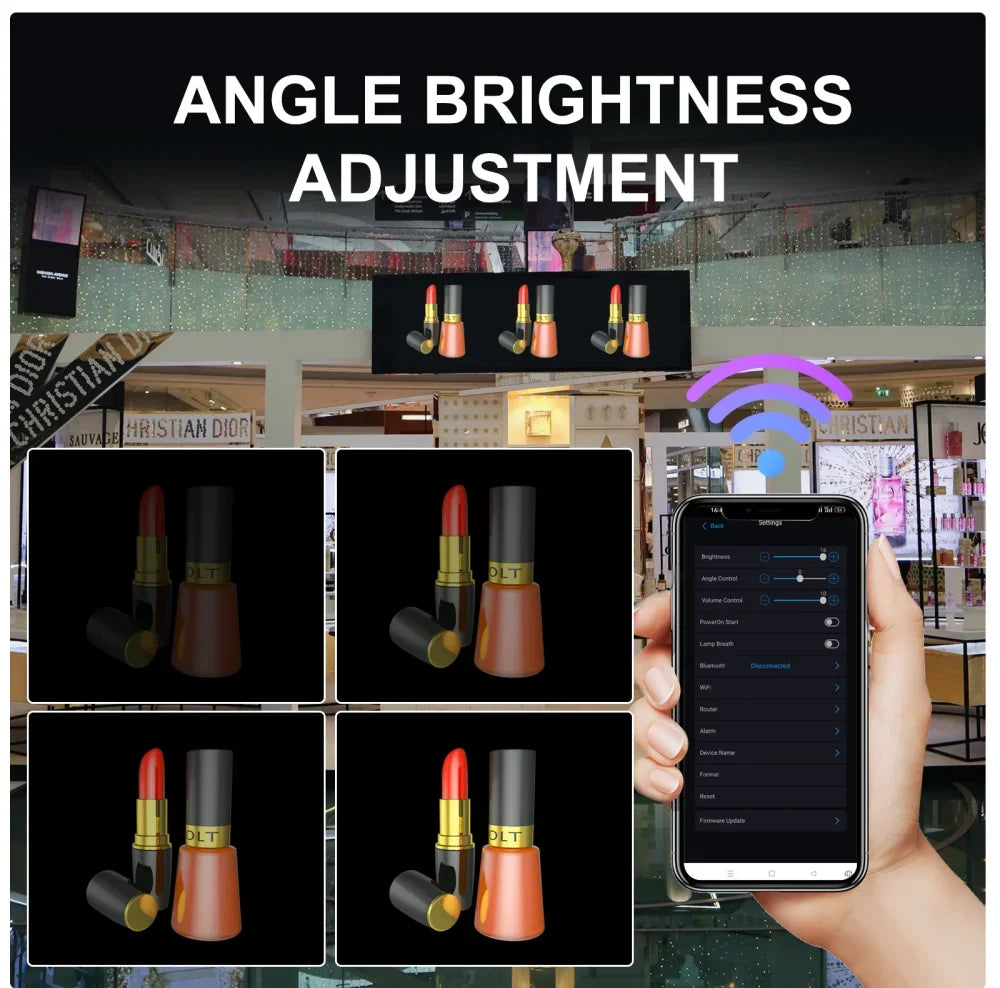 3D Hologram Fan WiFi 3D Holographic Projector Advertising Display HD Light Holographic Projector for Stores Bars Party Xmas