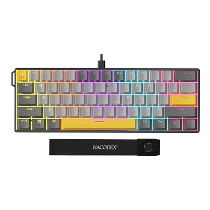 AJAZZ NK61 Wired Gaming Mechanical Keyboard 60% RGB Hot-Swappable 61 Keys Red Switch Mini Keyboard for Gamer PC