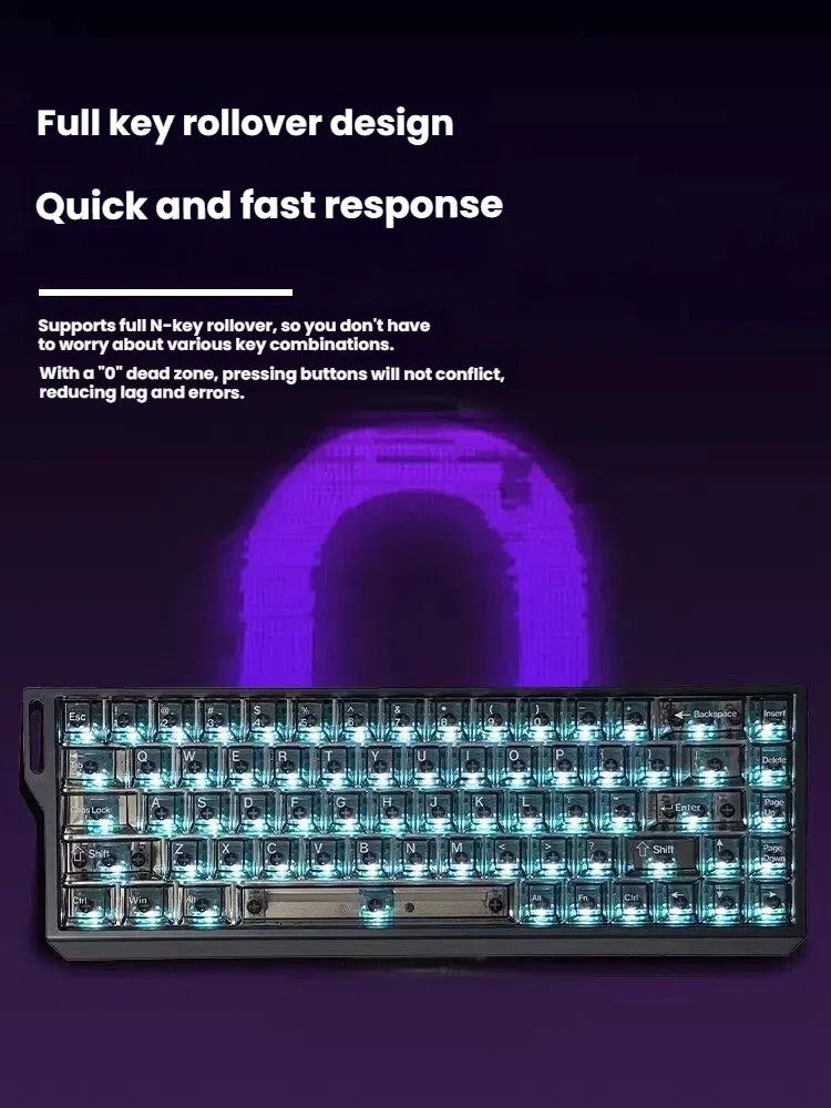 Wired Mechanical Keyboard 68 Keys RGB Backlit Mini Compact Gaming Keyboard Hall Effect Magnetic Switch For Laptop PC FPS