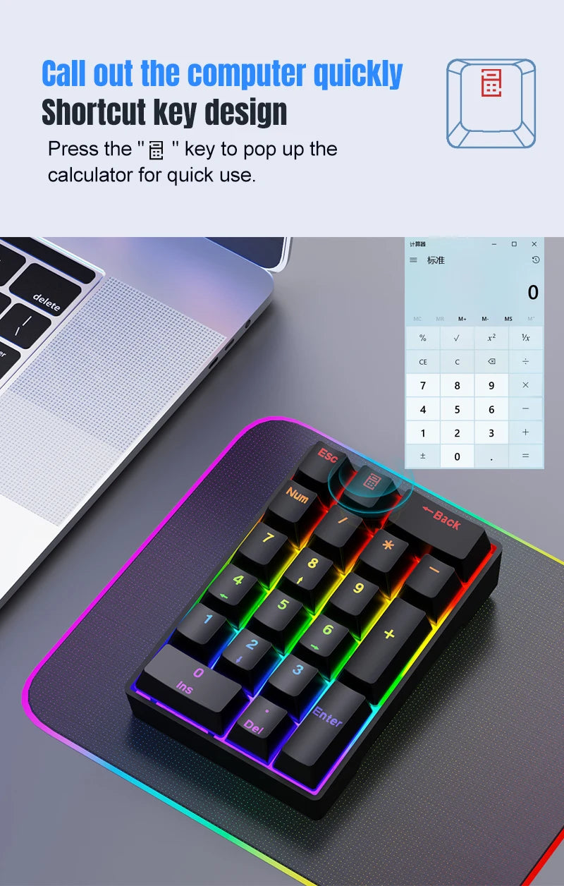 YF20 Mini Keyboard Mechanical Numeric Keyboard Wired Laptop External Keypad Mini Office Portable Keypad Chilrdren Gift Man Gifts