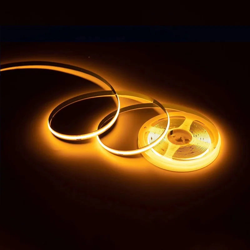 8mm PCB COB LED Strip Light With DC Head 12V 320LEDs/m High Brightness Flexible Tape Warm Natural White Red Green Blue 0.5m 5m