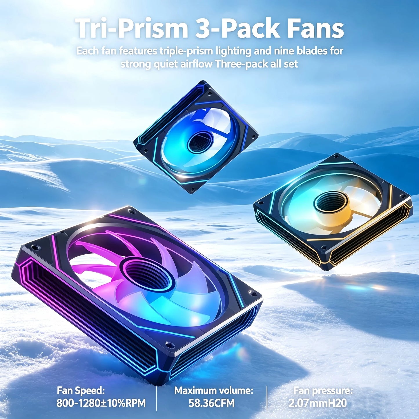 5 Pack ARGB PWM Fans,3 Forward Fan +2 Reverse Fans,5V Addressable RGB Fans with Controller and Remote control