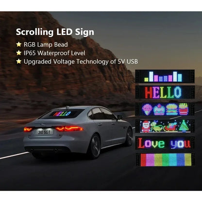 Smart LED Matrix Panel Scrolling Bright Advertising USB 5V Bluetooth App Remote Controlled Sign Light Programmable LED Car Sign