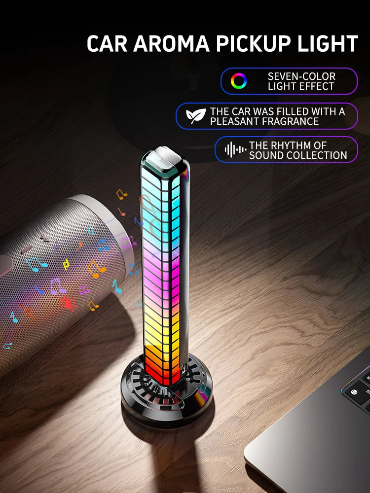 RGB Music Rhythm Light Voice Controlled Atmosphere Light Car Air Outlet Aromatherapy Atmosphere Lamp LED Rhythm Pickup Lamp