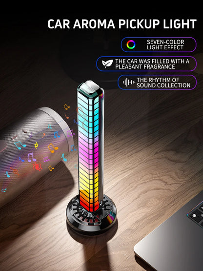RGB Music Rhythm Light Voice Controlled Atmosphere Light Car Air Outlet Aromatherapy Atmosphere Lamp LED Rhythm Pickup Lamp