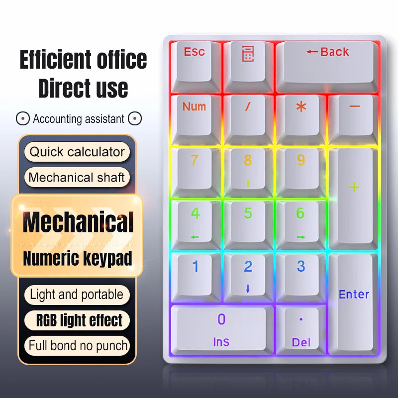 YF20 Mini Keyboard Mechanical Numeric Keyboard Wired Laptop External Keypad Mini Office Portable Keypad Chilrdren Gift Man Gifts