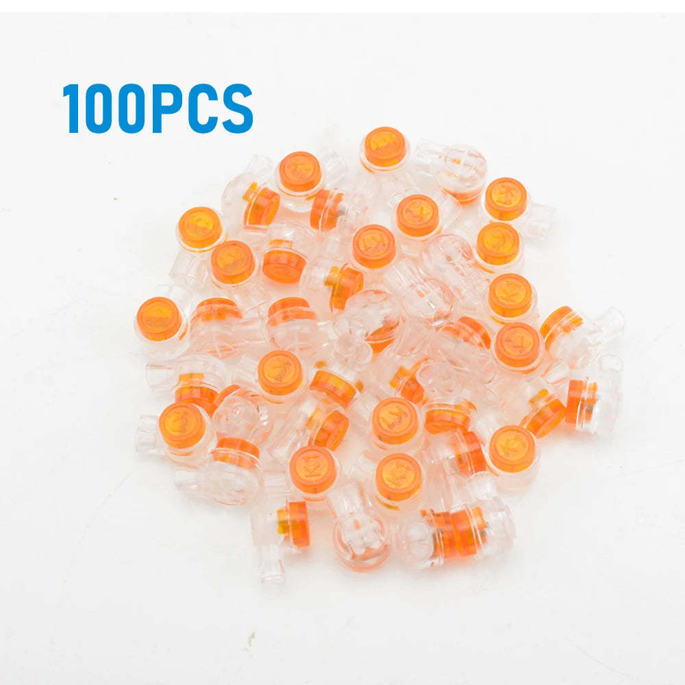 50/100/200PCS Waterproof Gel-Filled Orange Clear Button Telephone Wire Connectors UY Butt Splice Connector K1 Network Cable Term