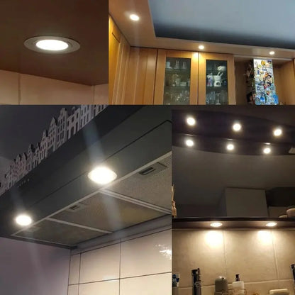 4-Piece Ultra Thin 3W LED Downlight Embedded Cabinet Light Bulb 3W 12V DC Silver White Shell 55mm Hole Closet Yacht Light Lamp