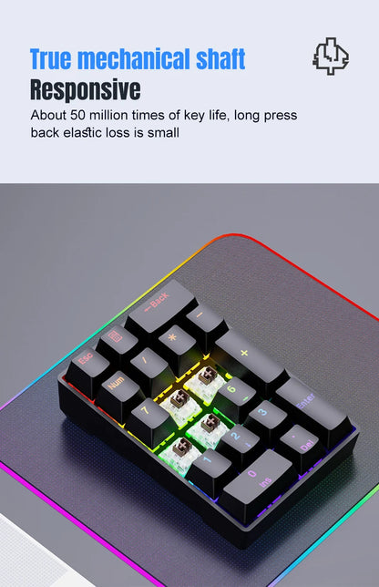 YF20 Mini Keyboard Mechanical Numeric Keyboard Wired Laptop External Keypad Mini Office Portable Keypad Chilrdren Gift Man Gifts