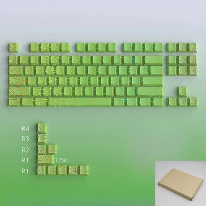 98 Keys Side-lit Shine Through Keycaps Grey Topographic Cherry Profile PBT Double Shot Keycaps for MX Switches Gaming Keyboard