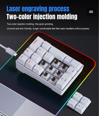 YF20 Mini Keyboard Mechanical Numeric Keyboard Wired Laptop External Keypad Mini Office Portable Keypad Chilrdren Gift Man Gifts