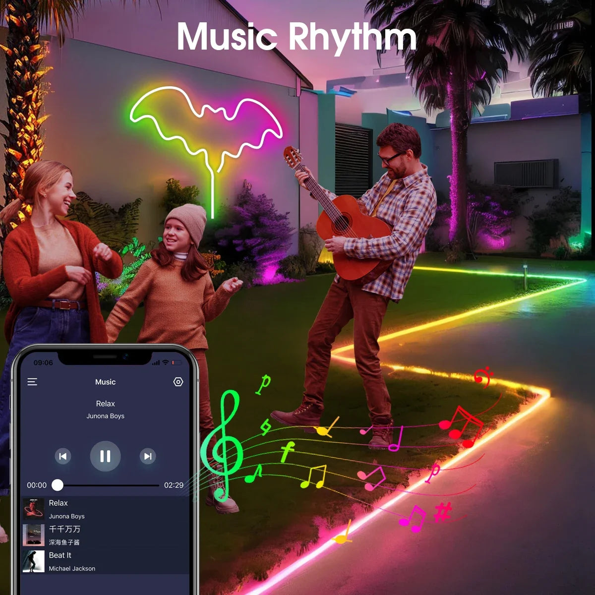 Smart RGBIC LED Neon Strip With Bluetooth App & Remote Control, 5V USB, IP67 Waterproof, Music Sync, Time Setting For Home Decor