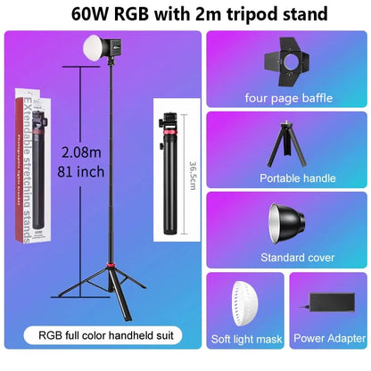 RGB Video Light Portable LED Photography Studio Light with 10000mAh Rechargeable for Vlog Streaming Live Photo Fill Lamp