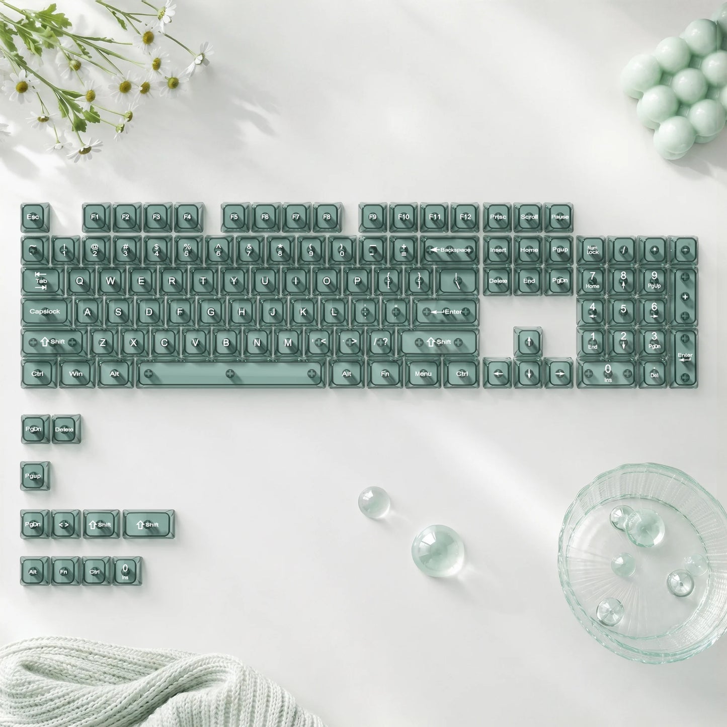 115 Keys Purple Transparent Clear Keycaps Crystal Ceramic PC Keycap RGB Shine Through Key cap MDA Profile for MX Switch Keyboard