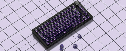 115 Keys Purple Transparent Clear Keycaps Crystal Ceramic PC Keycap RGB Shine Through Key cap MDA Profile for MX Switch Keyboard