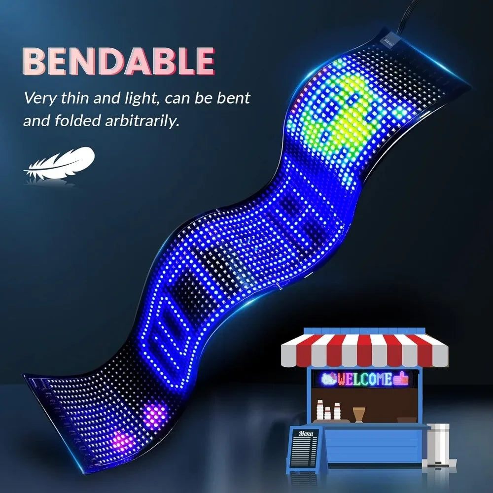 Smart LED Matrix Panel Scrolling Bright Advertising USB 5V Bluetooth App Remote Controlled Sign Light Programmable LED Car Sign