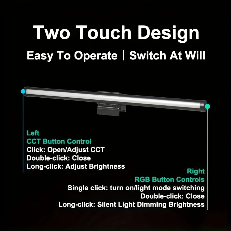 RGB Stepless Dimming LED Monitor Light Bar Eye Protection for Computers Laptops Work Study Game Screen Hanging