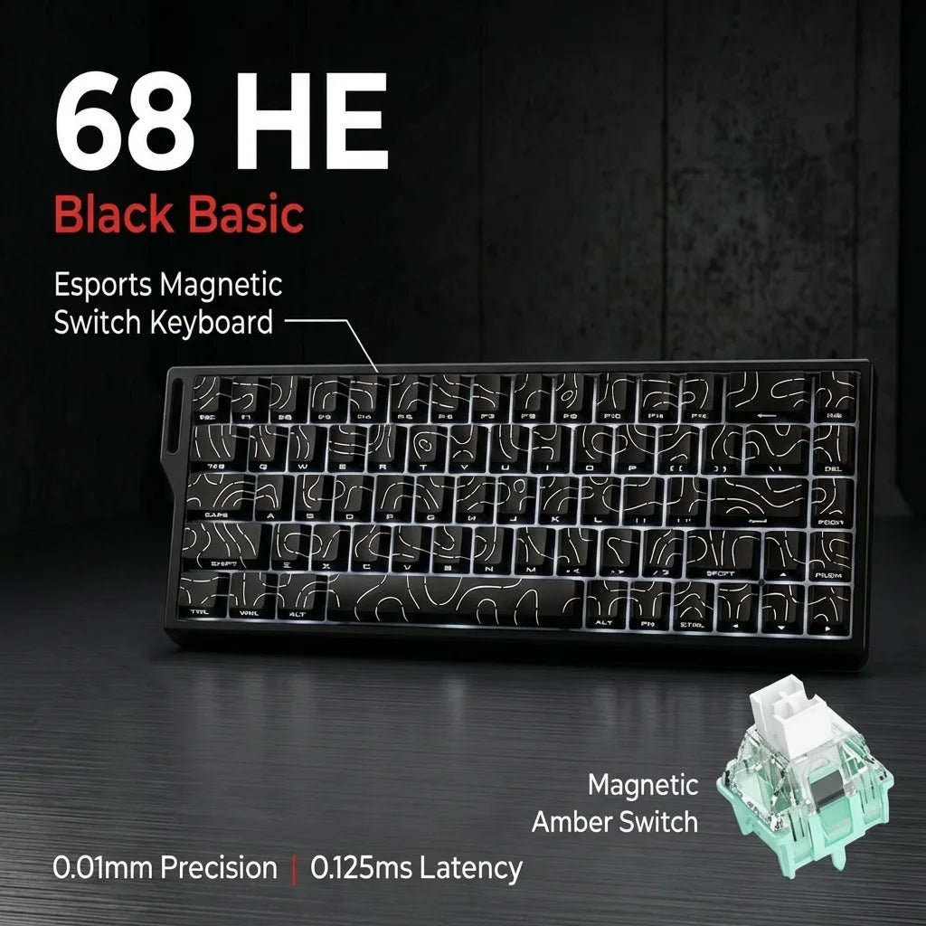 Wired Mechanical Keyboard 68 Keys RGB Backlit Mini Compact Gaming Keyboard Hall Effect Magnetic Switch For Laptop PC FPS