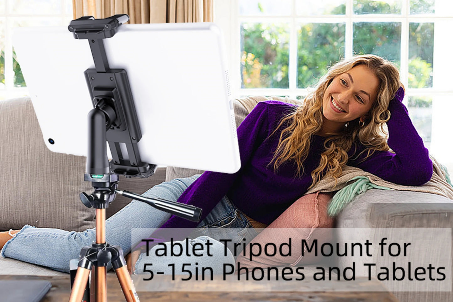 Tripod Mount for Mobile Phones and Tablets, Can Be Used with a Tripod for Video Shooting, Time-lapse Or Live Streaming