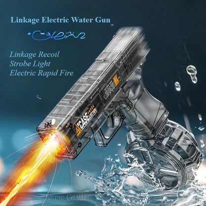 Rapid Fire Electric Water Gun with LED Lights Recoil Action Summer Outdoor Water Shooting Toy for Kids Beach Pool Play Boys Gift
