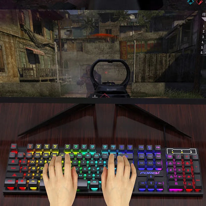 USB Wired Keyboard RGB Color Gaming Keyboard Mechanical Feel keyboard 104 Keys Standard Keyboard for Windows Laptop Computer