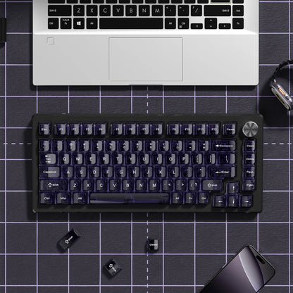 115 Keys Purple Transparent Clear Keycaps Crystal Ceramic PC Keycap RGB Shine Through Key cap MDA Profile for MX Switch Keyboard