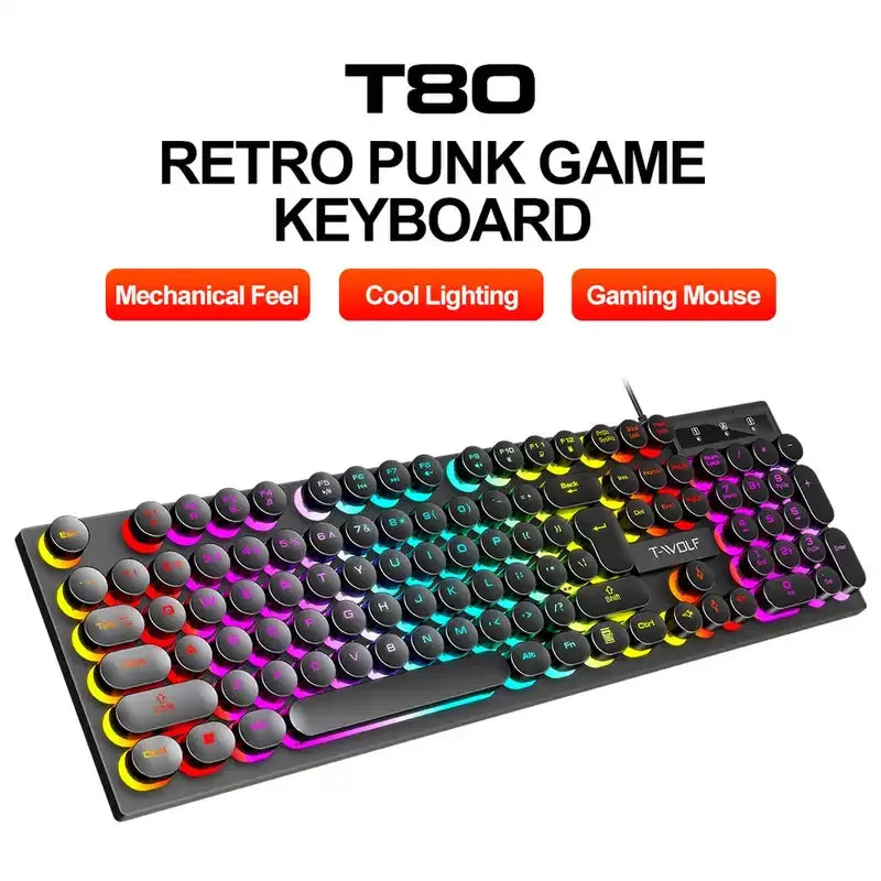 RGB Gaming Mechanical Keyboard USB Wired 104 Keys Keyboard Backlit Black Red Blue Light for Computer Laptop Pro Gamer Keyboard