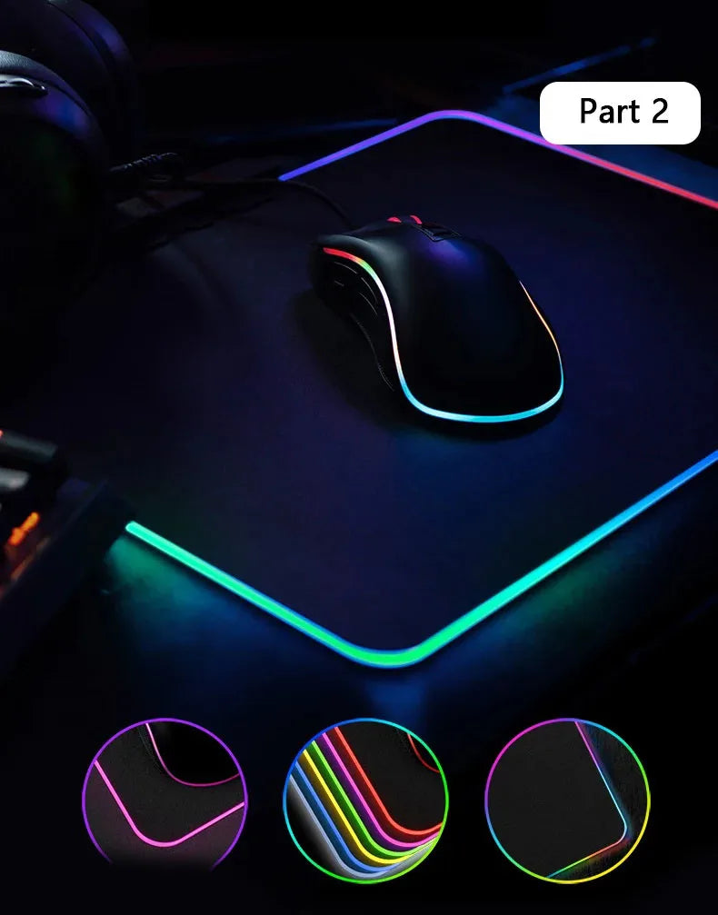 RGB LED Gaming Mouse Pad | 10+ Color Modes | Desk Setup Accessory