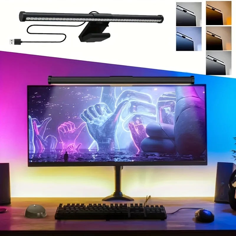 RGB Stepless Dimming LED Monitor Light Bar Eye Protection for Computers Laptops Work Study Game Screen Hanging