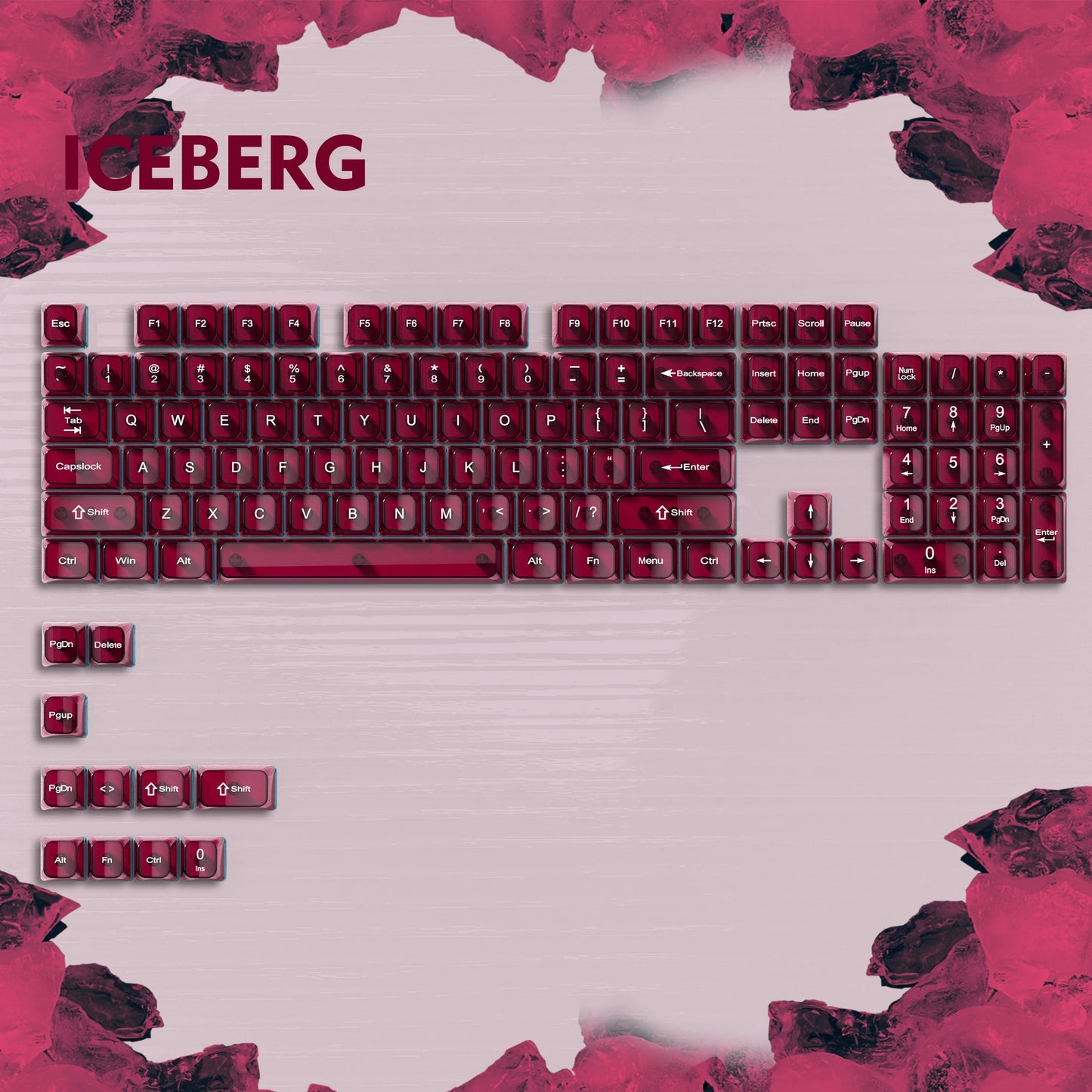 115 Keys Purple Transparent Clear Keycaps Crystal Ceramic PC Keycap RGB Shine Through Key cap MDA Profile for MX Switch Keyboard