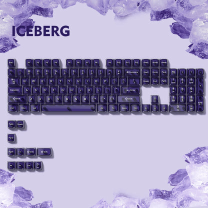 115 Keys Purple Transparent Clear Keycaps Crystal Ceramic PC Keycap RGB Shine Through Key cap MDA Profile for MX Switch Keyboard
