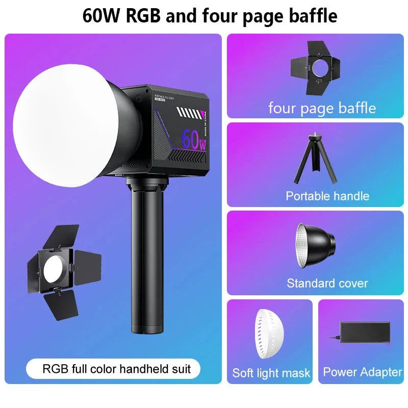 RGB Video Light Portable LED Photography Studio Light with 10000mAh Rechargeable for Vlog Streaming Live Photo Fill Lamp