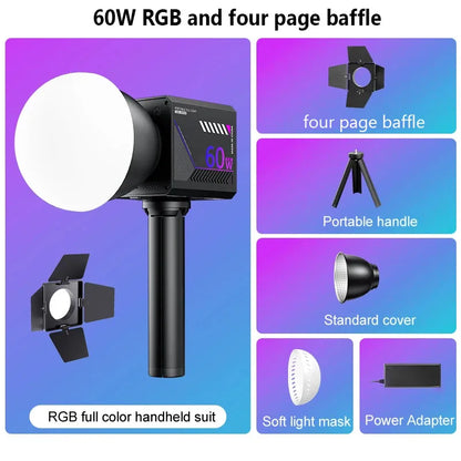 RGB Video Light Portable LED Photography Studio Light with 10000mAh Rechargeable for Vlog Streaming Live Photo Fill Lamp