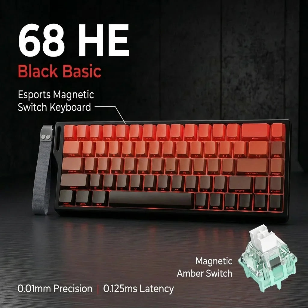 Wired Mechanical Keyboard 68 Keys RGB Backlit Mini Compact Gaming Keyboard Hall Effect Magnetic Switch For Laptop PC FPS