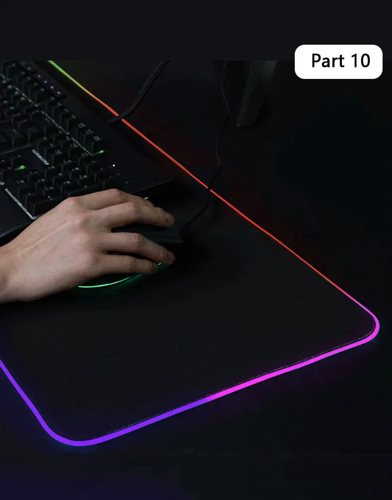 RGB LED Gaming Mouse Pad | 10+ Color Modes | Desk Setup Accessory