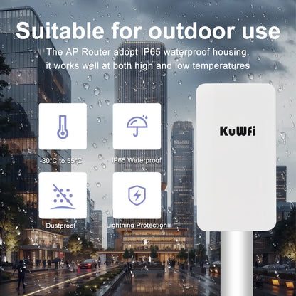 KuWFi 300Mbps 2.4Ghz CPE Bridge Outdoor Wireless WiFi Signal Extender PTP PTMP Up to 1KM 24V POE AP Repeater Mode for IP Camera