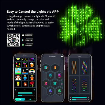 Smart LED RGB ColorRGB, Smart Curtain String Light Bluetooth APP Control Christmas Fairy Light DIY Picture Display Garland Decor