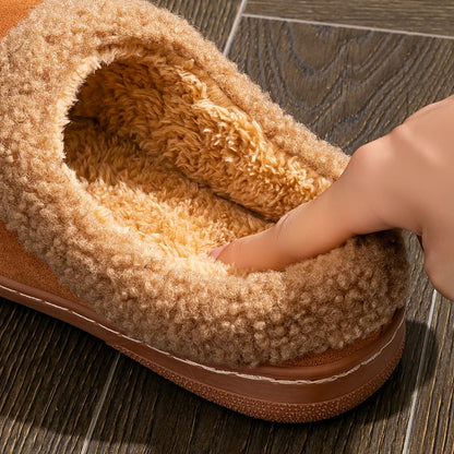 House Suede Slippers for Men TPR Sole Non Slip Durable Soft Warm Memory Foam Cushion Comfortable Living Room Shoes