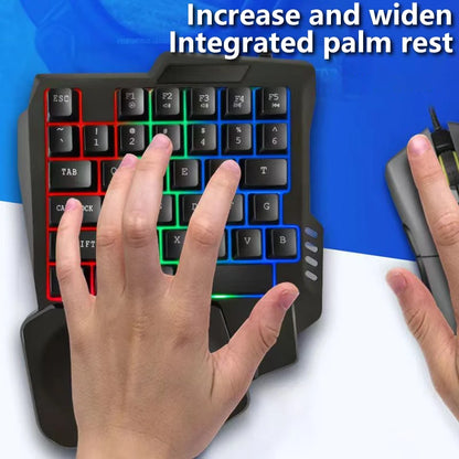 RGB Gaming Keyboard Single Hand Mini USB Ultra-slim Wired 35-Keys OneHandedly Backlight Keyboard For Computer PC Laptop