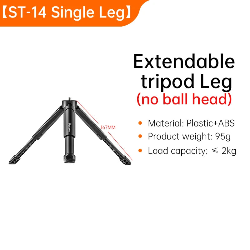 Ulanzi MT-14 Aluminum Alloy Tripod 2KG Load with 360° Ballhead 1/4 Screw Light Portable Vlog Kit Light Desktop Tripods For Phone