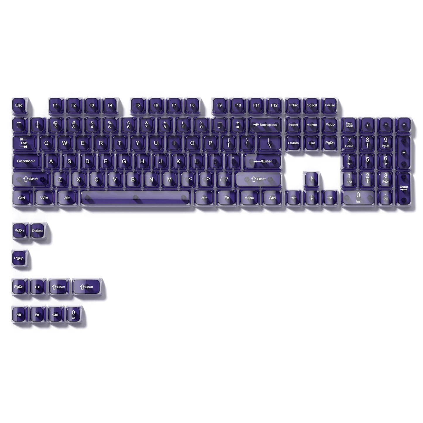 115 Keys Purple Transparent Clear Keycaps Crystal Ceramic PC Keycap RGB Shine Through Key cap MDA Profile for MX Switch Keyboard